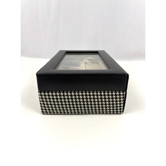 4 Slot Watch Box With Lock Watch Storage Box Houndstooth Pattern - Picture 12 of 16